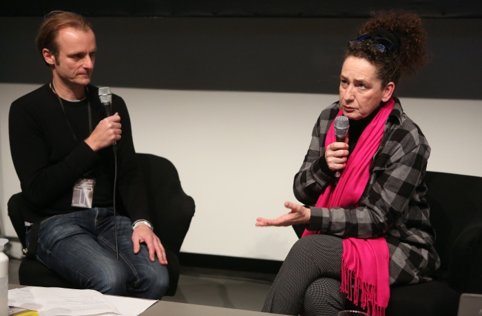 Florian Wüst (left) in conversation with Rotraud Pape (right) at "Technology Languages of the Past, Present, and Future", transmediale 2017 ever elusive.