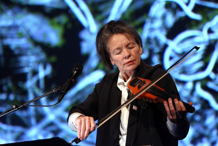 Laurie Anderson performing "The Language of the Future" at transmediale 2017 ever elusive